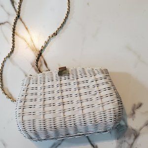 Vintage Heiress White Woven Wicker Purse